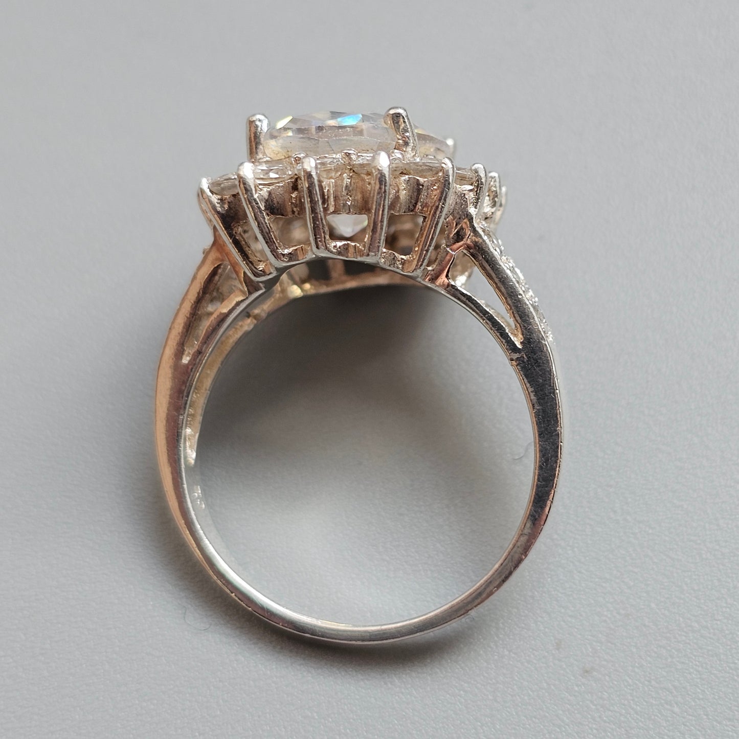 Sterling Silver Iridescent Cubic Zirconia Cluster Ring