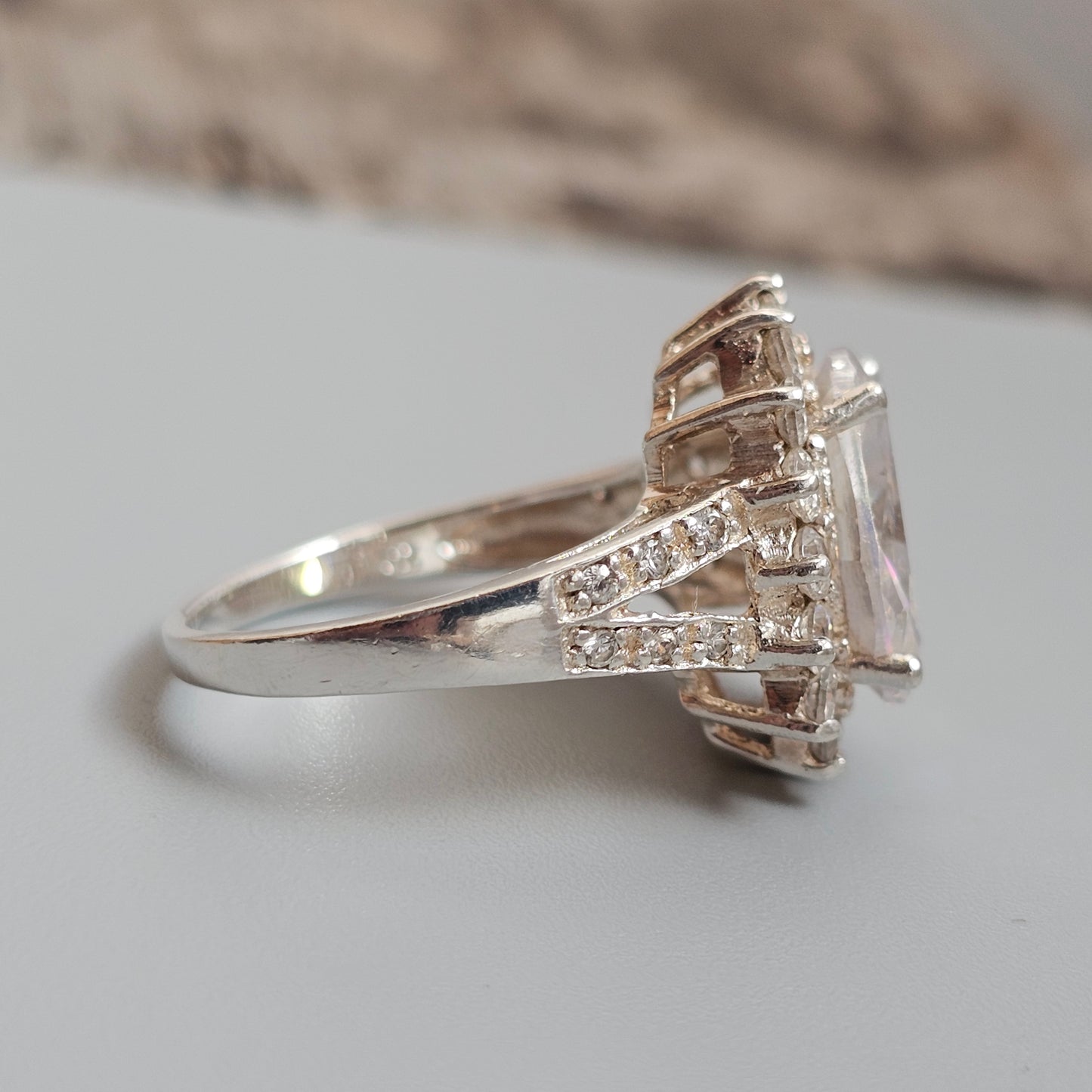 Sterling Silver Iridescent Cubic Zirconia Cluster Ring