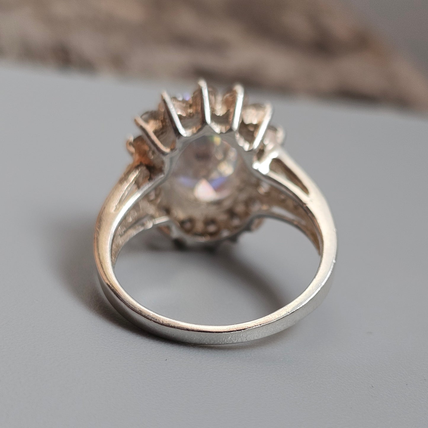 Sterling Silver Iridescent Cubic Zirconia Cluster Ring
