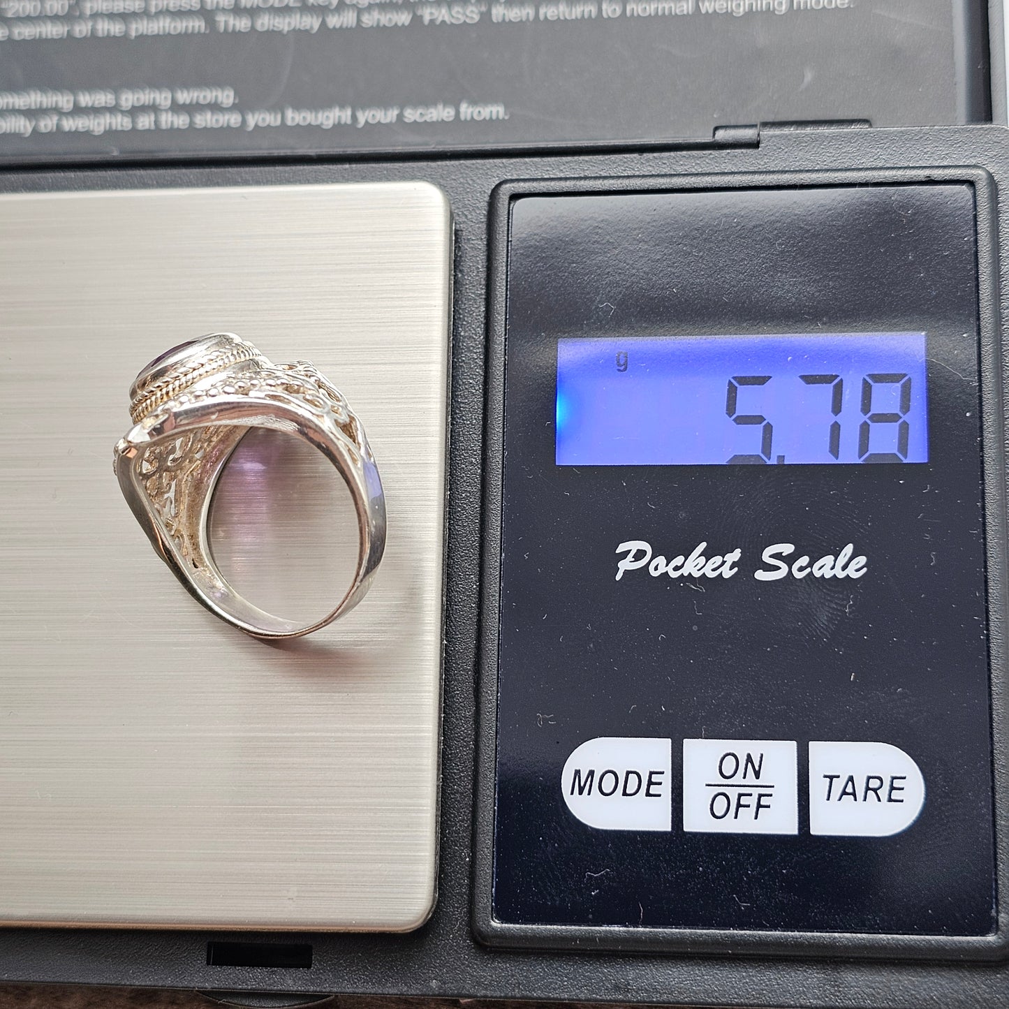 Vintage Sterling Silver Amethyst Filigree Style Ring
