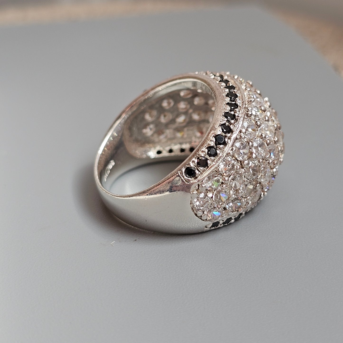 Sterling Silver Cubic Zirconia Dome Statement Ring
