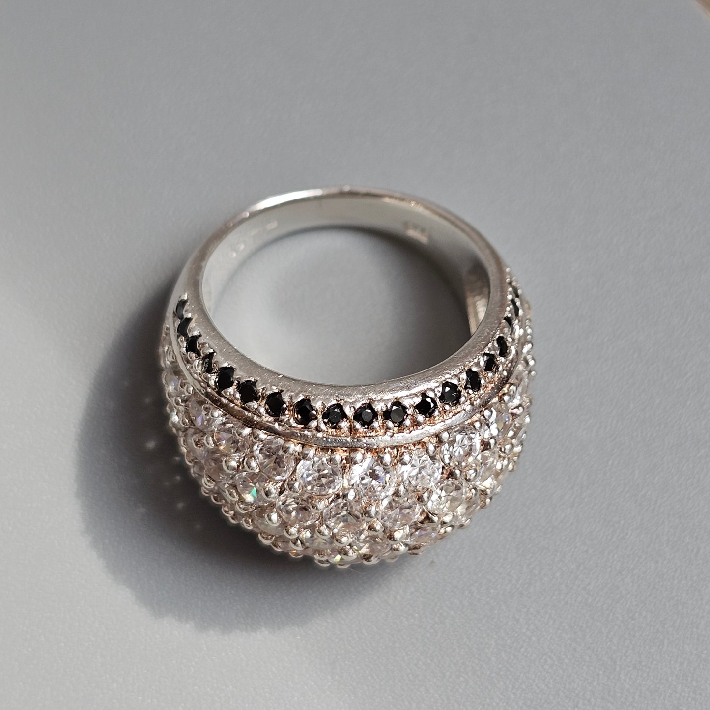 Sterling Silver Cubic Zirconia Dome Statement Ring