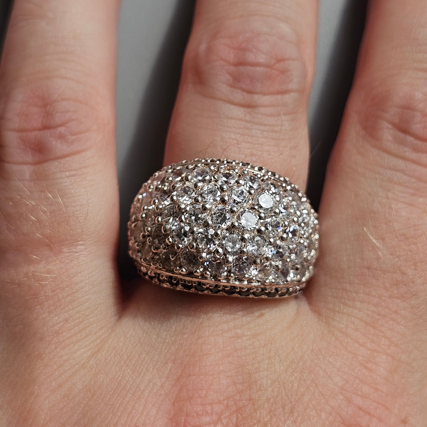 Sterling Silver Cubic Zirconia Dome Statement Ring