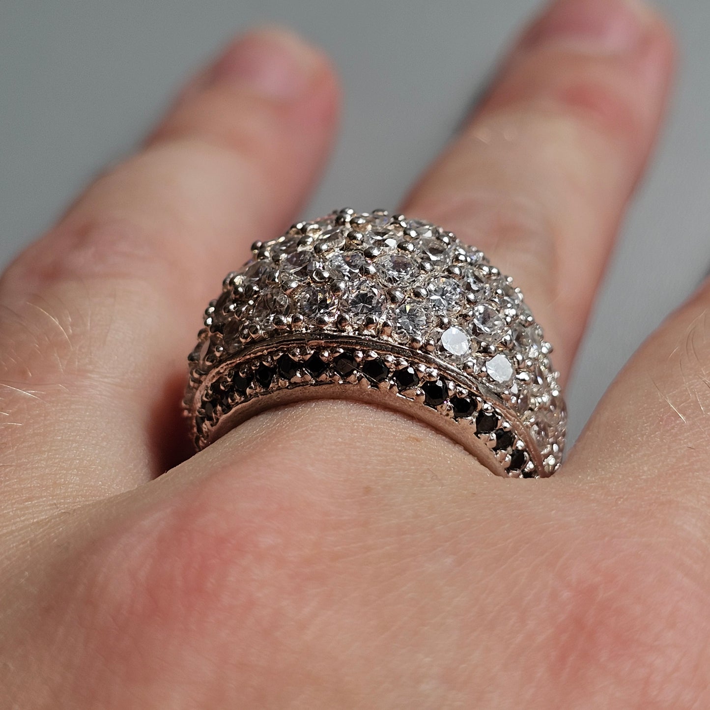 Sterling Silver Cubic Zirconia Dome Statement Ring