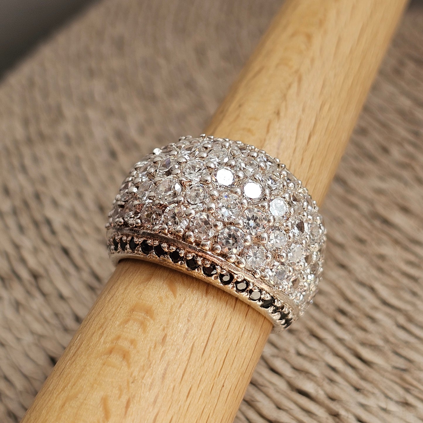 Sterling Silver Cubic Zirconia Dome Statement Ring
