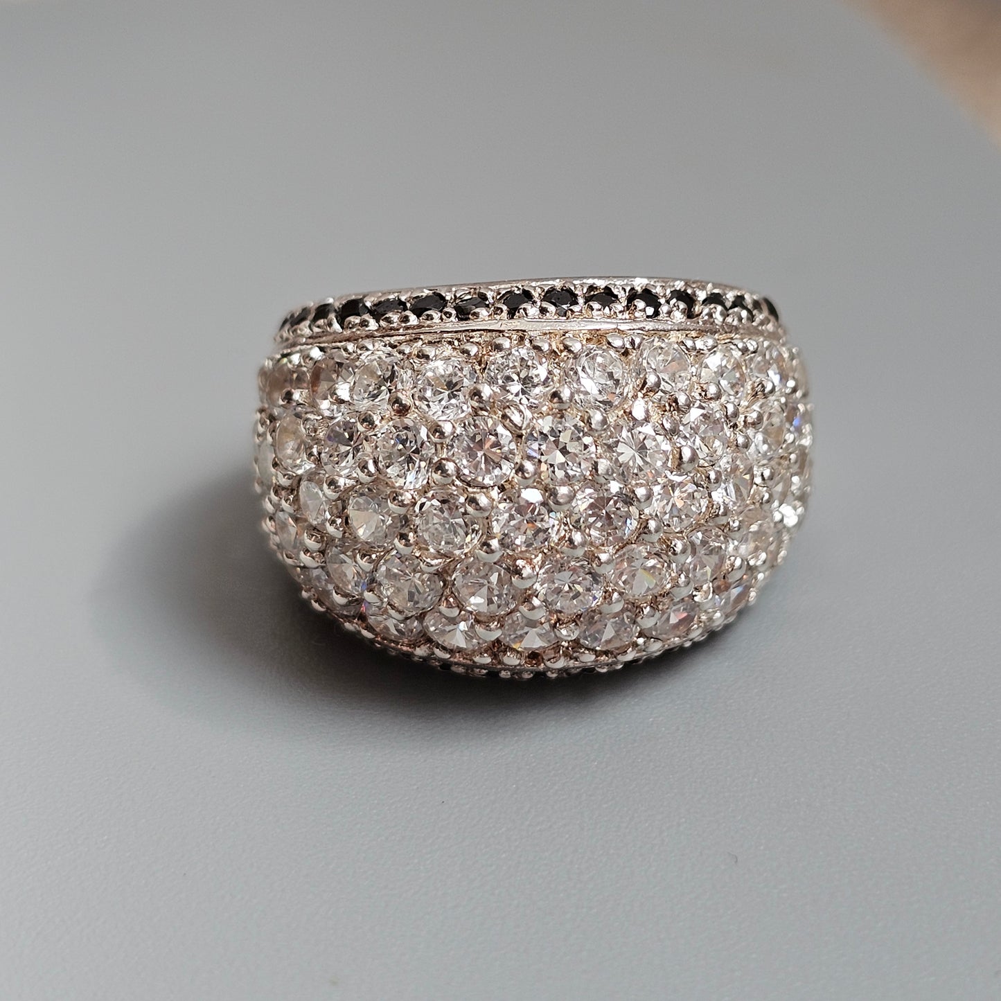 Sterling Silver Cubic Zirconia Dome Statement Ring