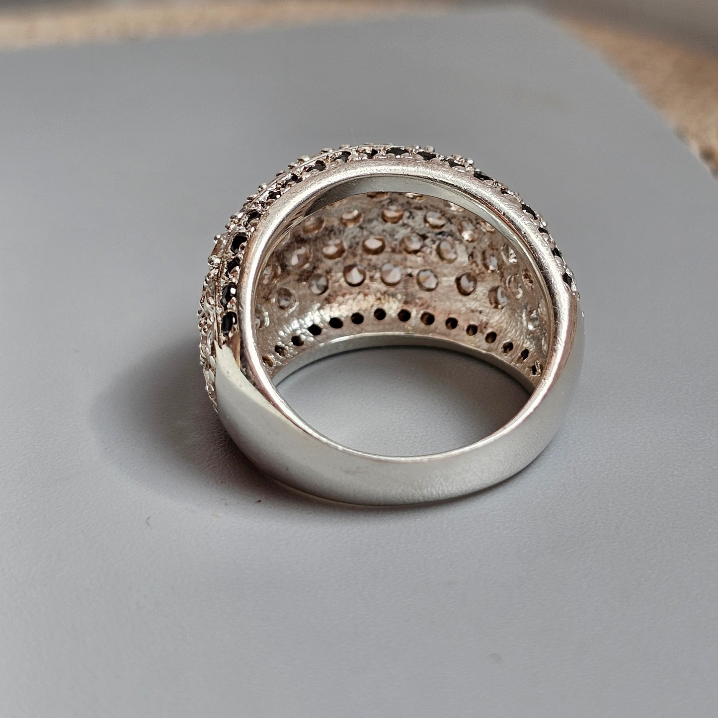 Sterling Silver Cubic Zirconia Dome Statement Ring