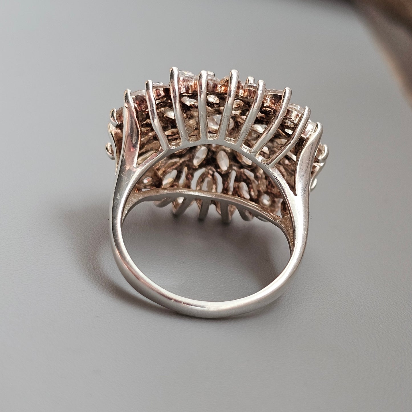 Sterling Silver Cubic Zirconia Floral Cluster Ring