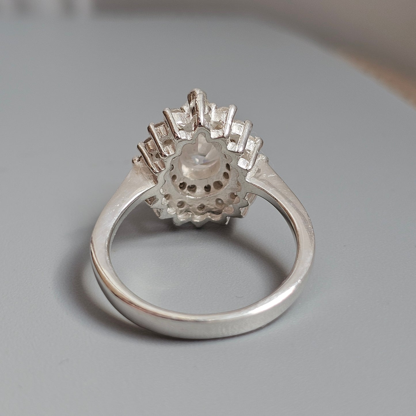 Sterling Silver Pear Cut Cubic Zirconia Halo Ring