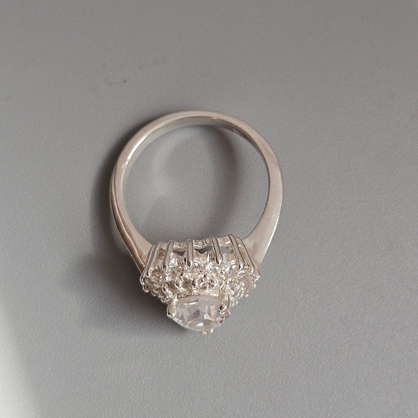 Sterling Silver Pear Cut Cubic Zirconia Halo Ring