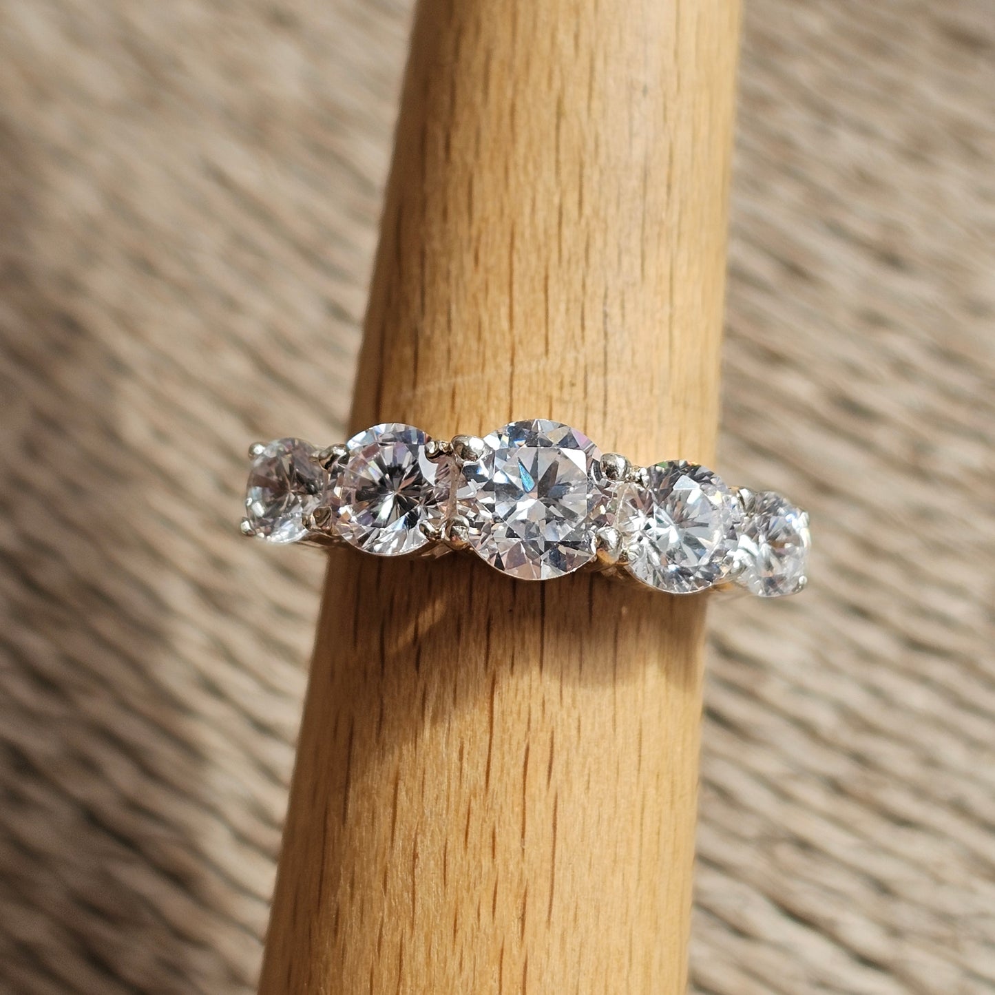 Sterling Silver Five Stone Cubic Zirconia Ring