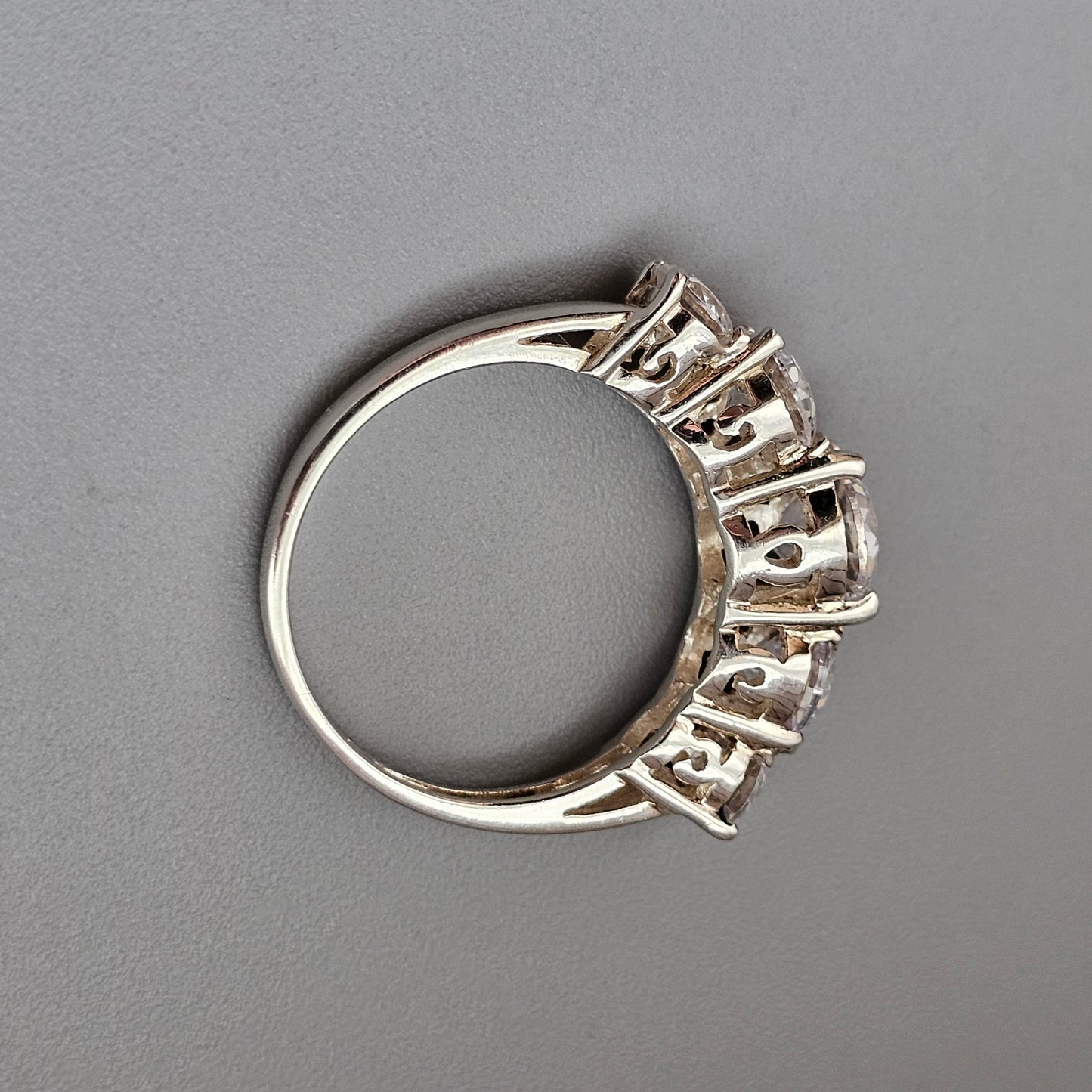 Sterling Silver Five Stone Cubic Zirconia Ring