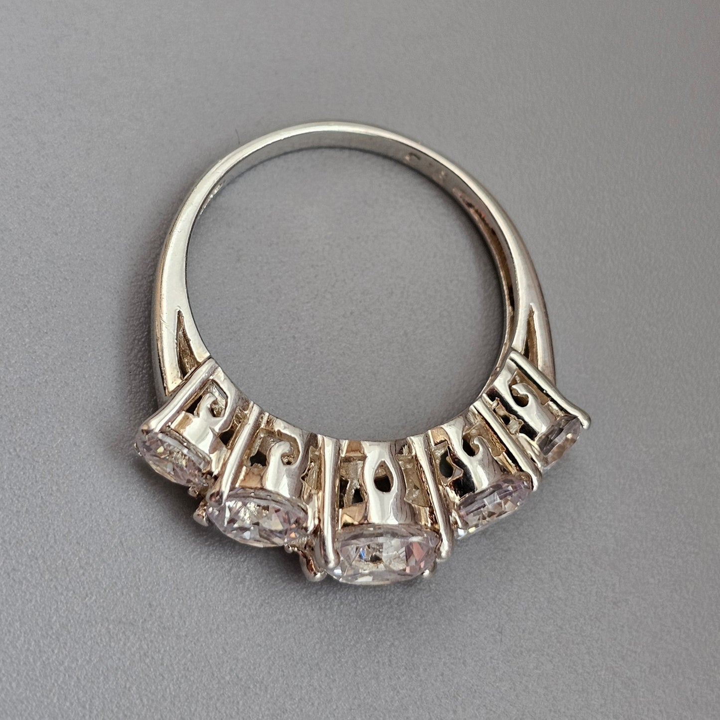 Sterling Silver Five Stone Cubic Zirconia Ring
