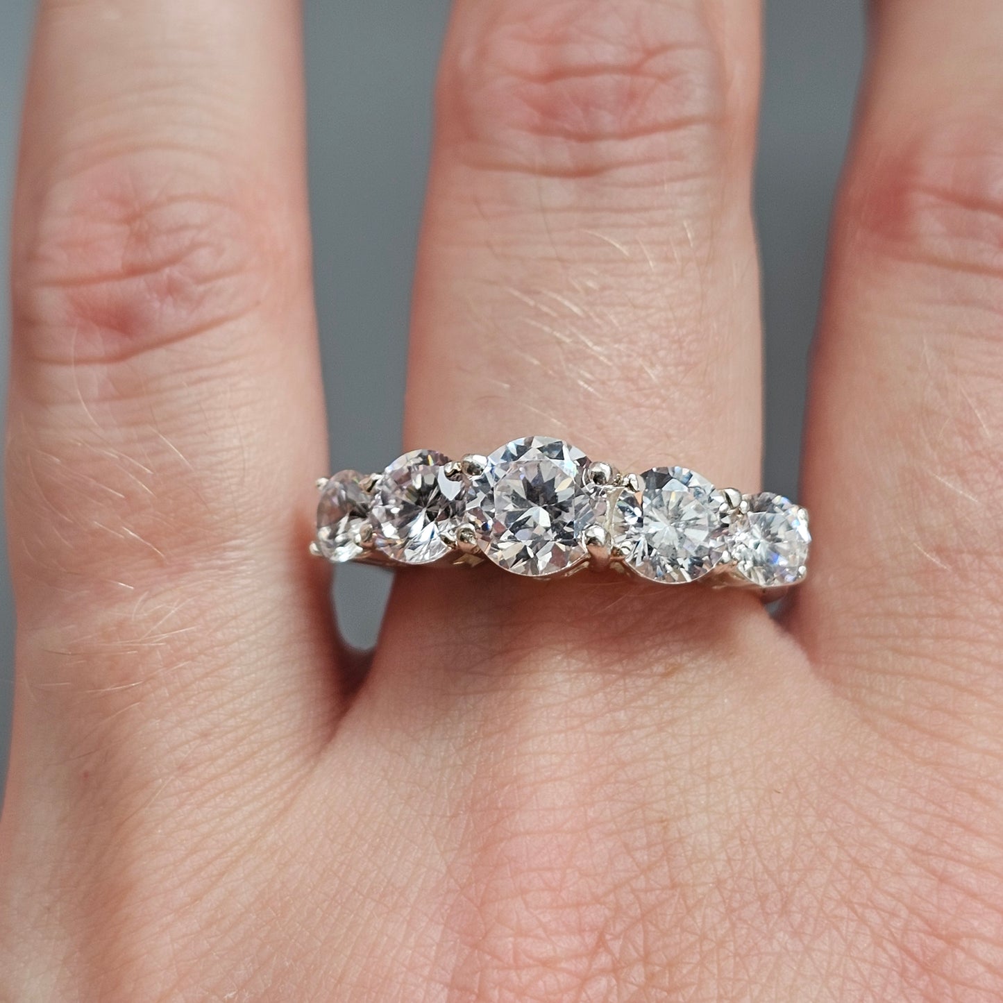 Sterling Silver Five Stone Cubic Zirconia Ring