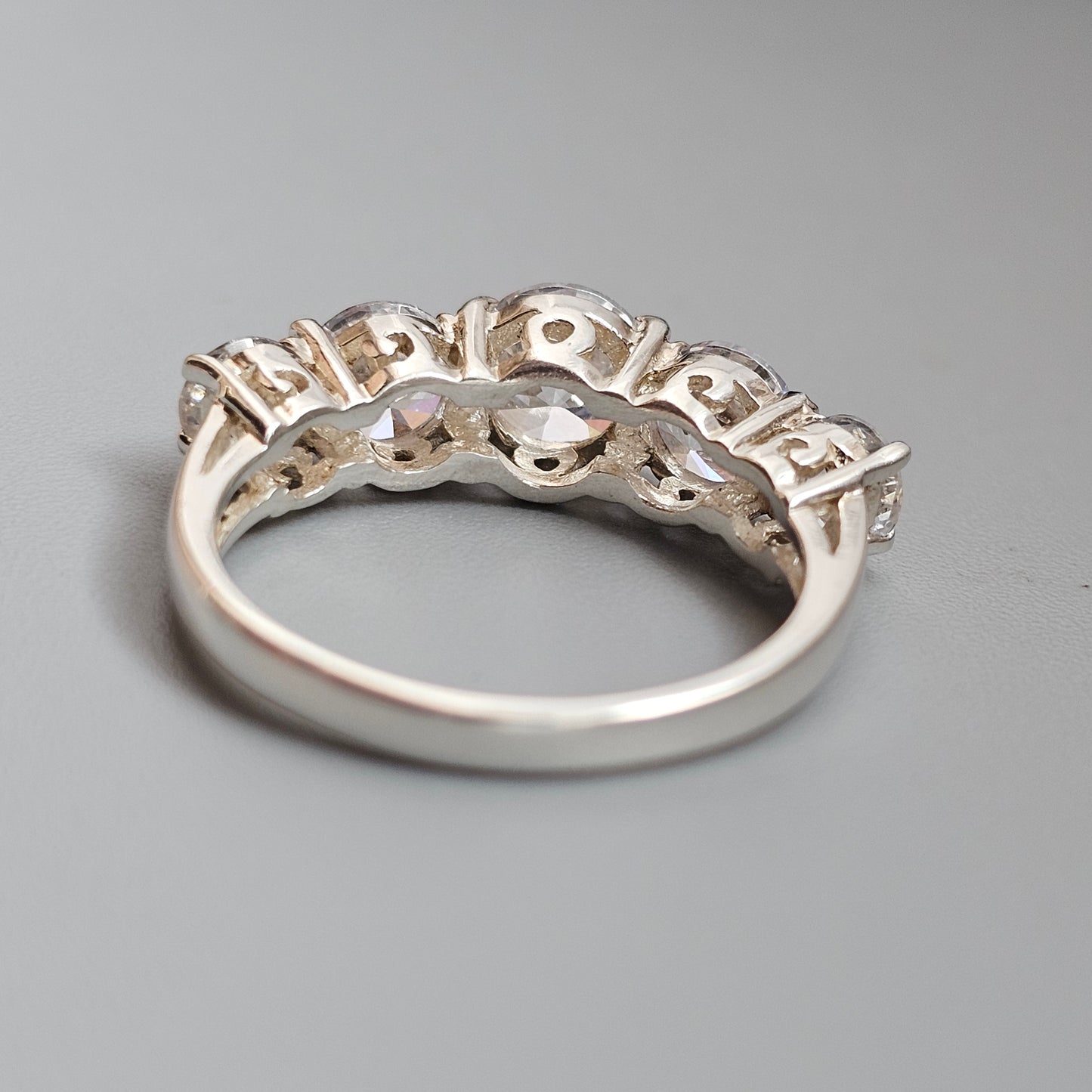 Sterling Silver Five Stone Cubic Zirconia Ring