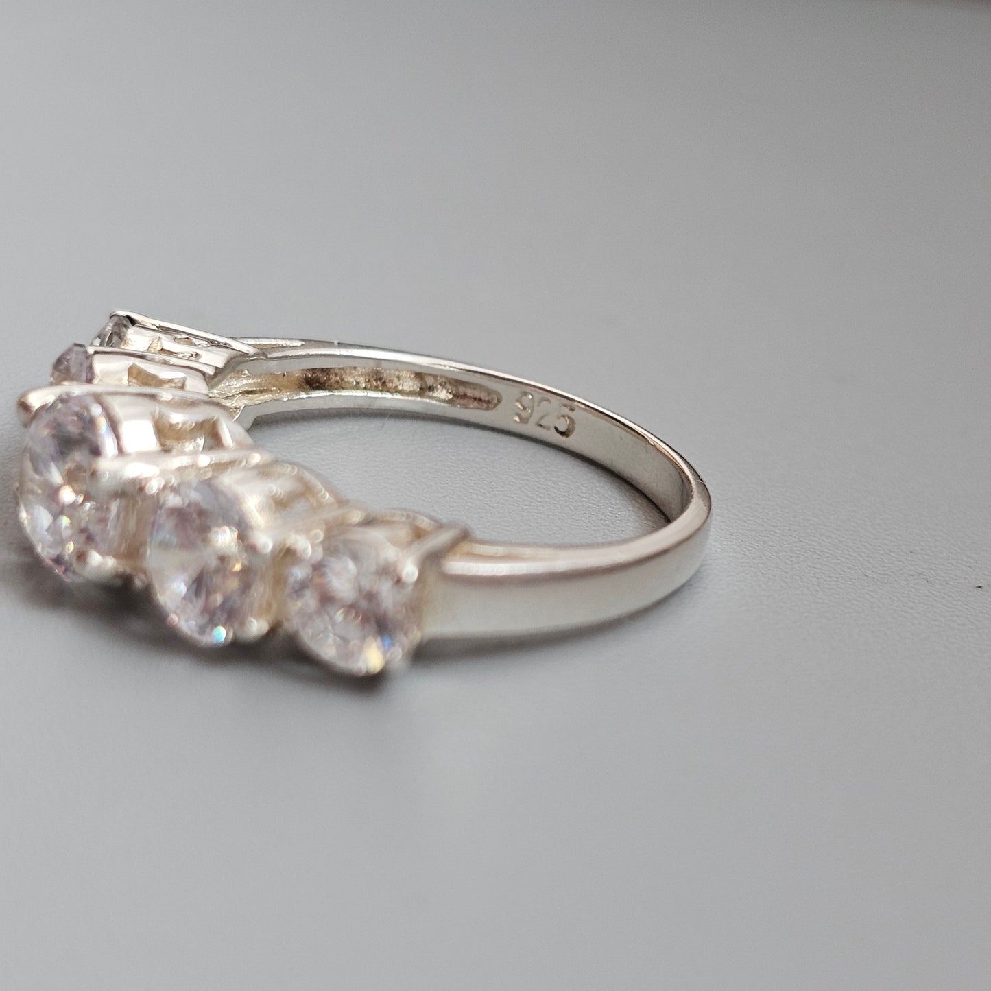 Sterling Silver Five Stone Cubic Zirconia Ring