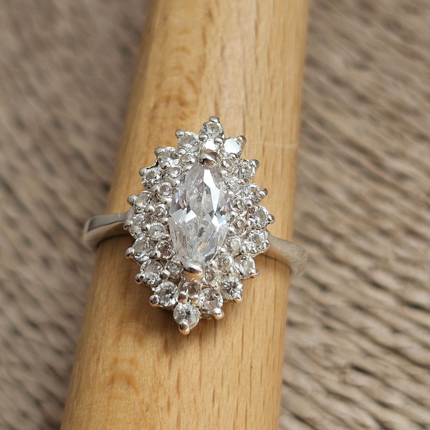 Sterling Silver Marquise Cubic Zirconia Cluster Ring