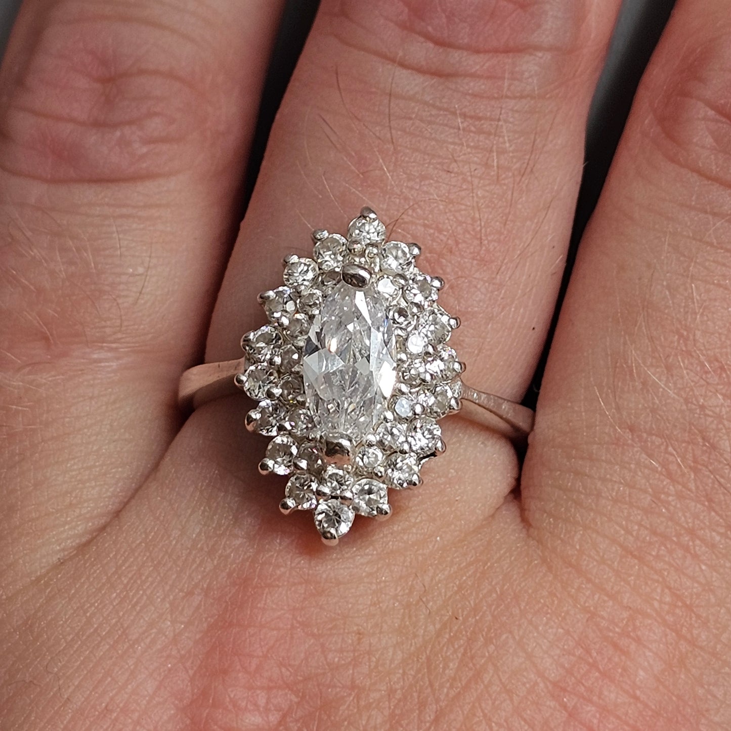 Sterling Silver Marquise Cubic Zirconia Cluster Ring