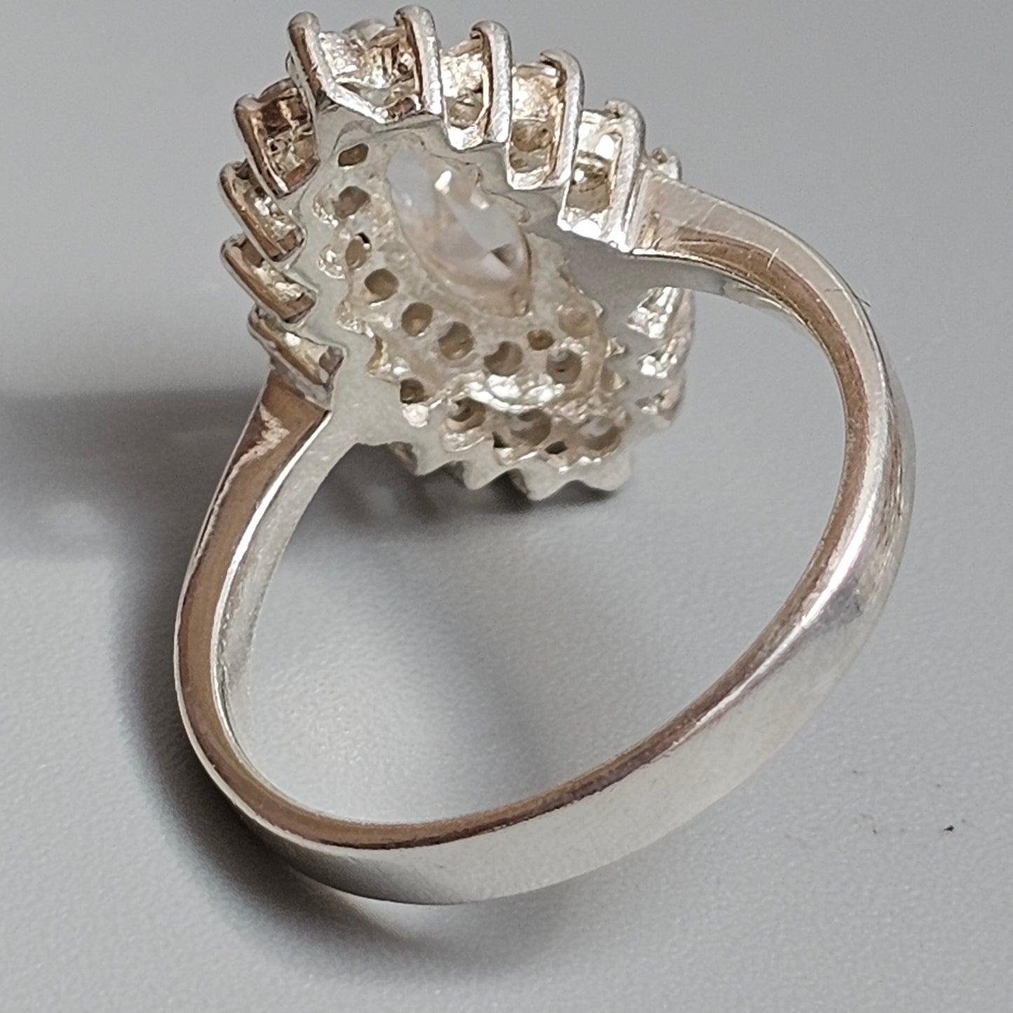 Sterling Silver Marquise Cubic Zirconia Cluster Ring