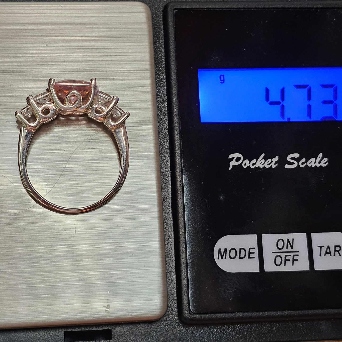 Sterling Silver Pink Cubic Zirconia Five Stone Ring