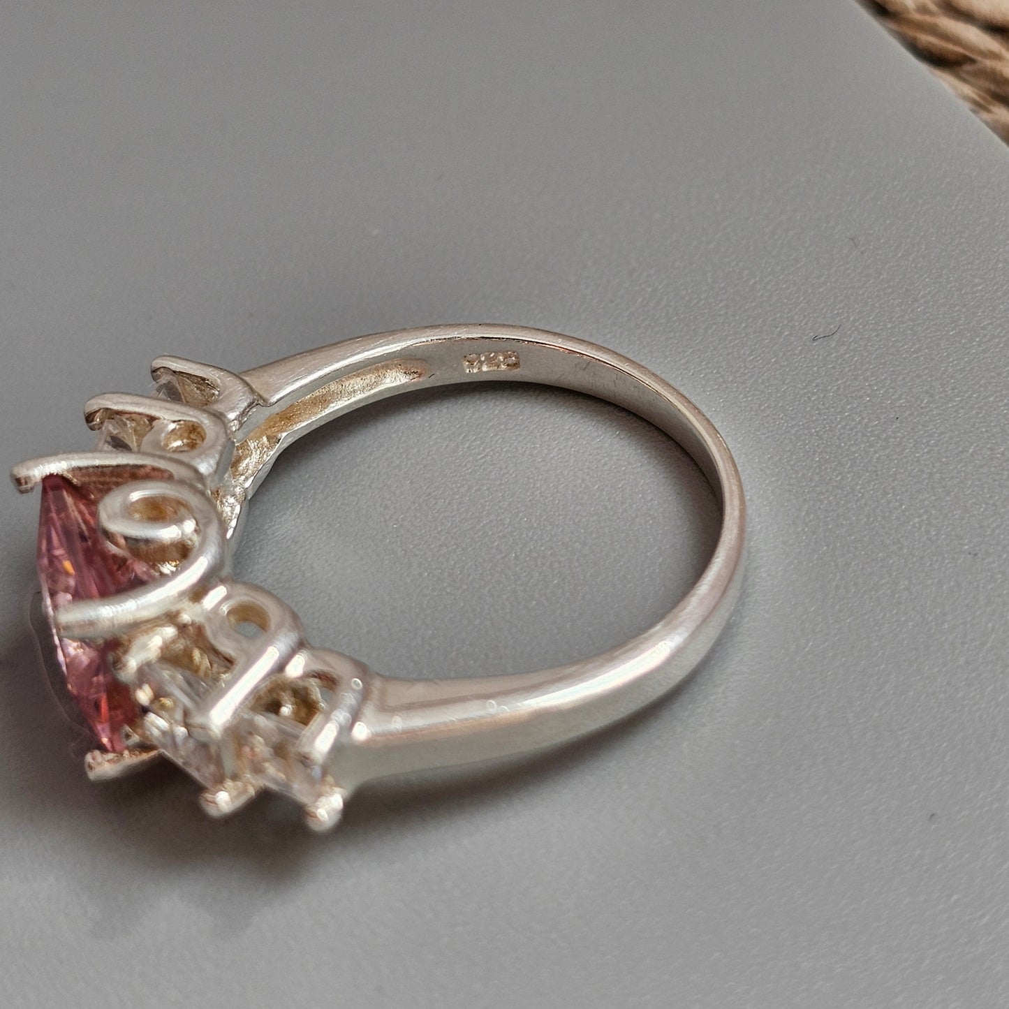 Sterling Silver Pink Cubic Zirconia Five Stone Ring