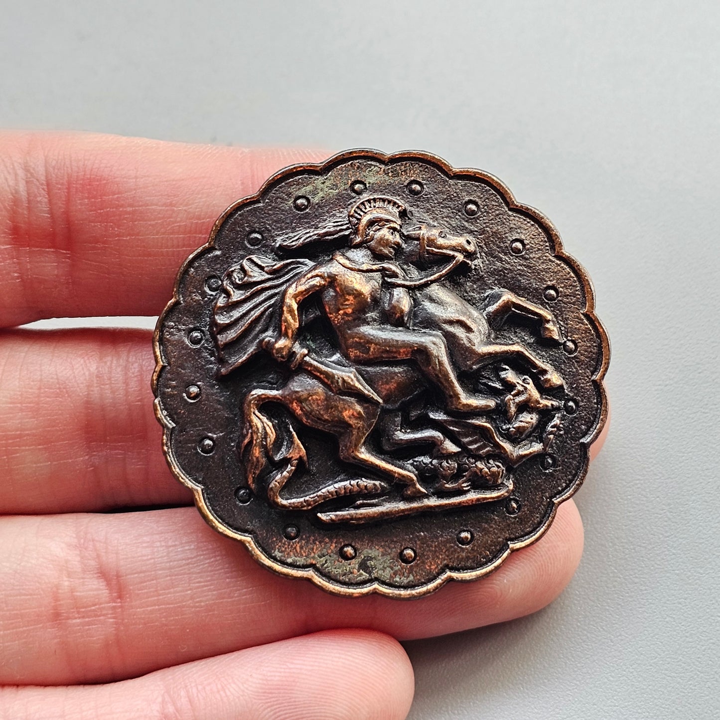 Vintage Miracle St George and the Dragon Brooch