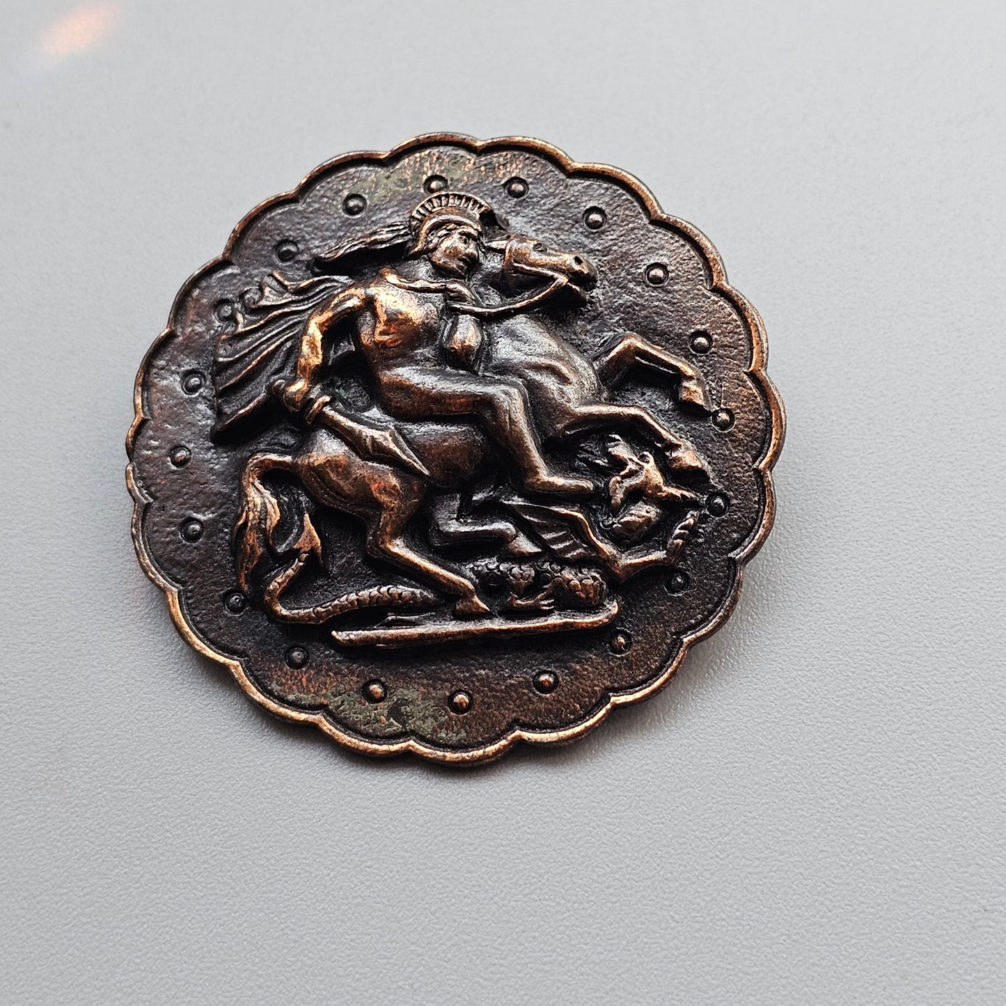 Vintage Miracle St George and the Dragon Brooch