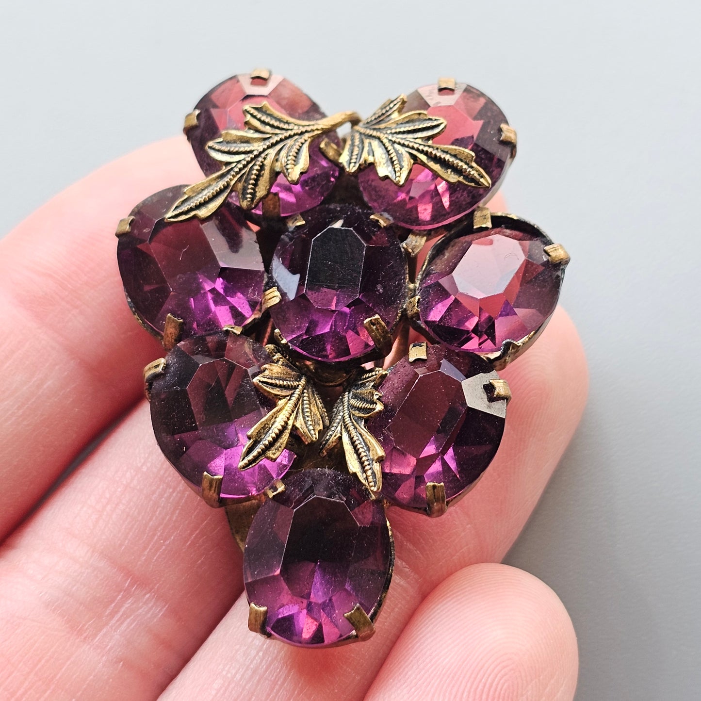 Vintage Czech Purple Glass Art Deco Style Dress Clip