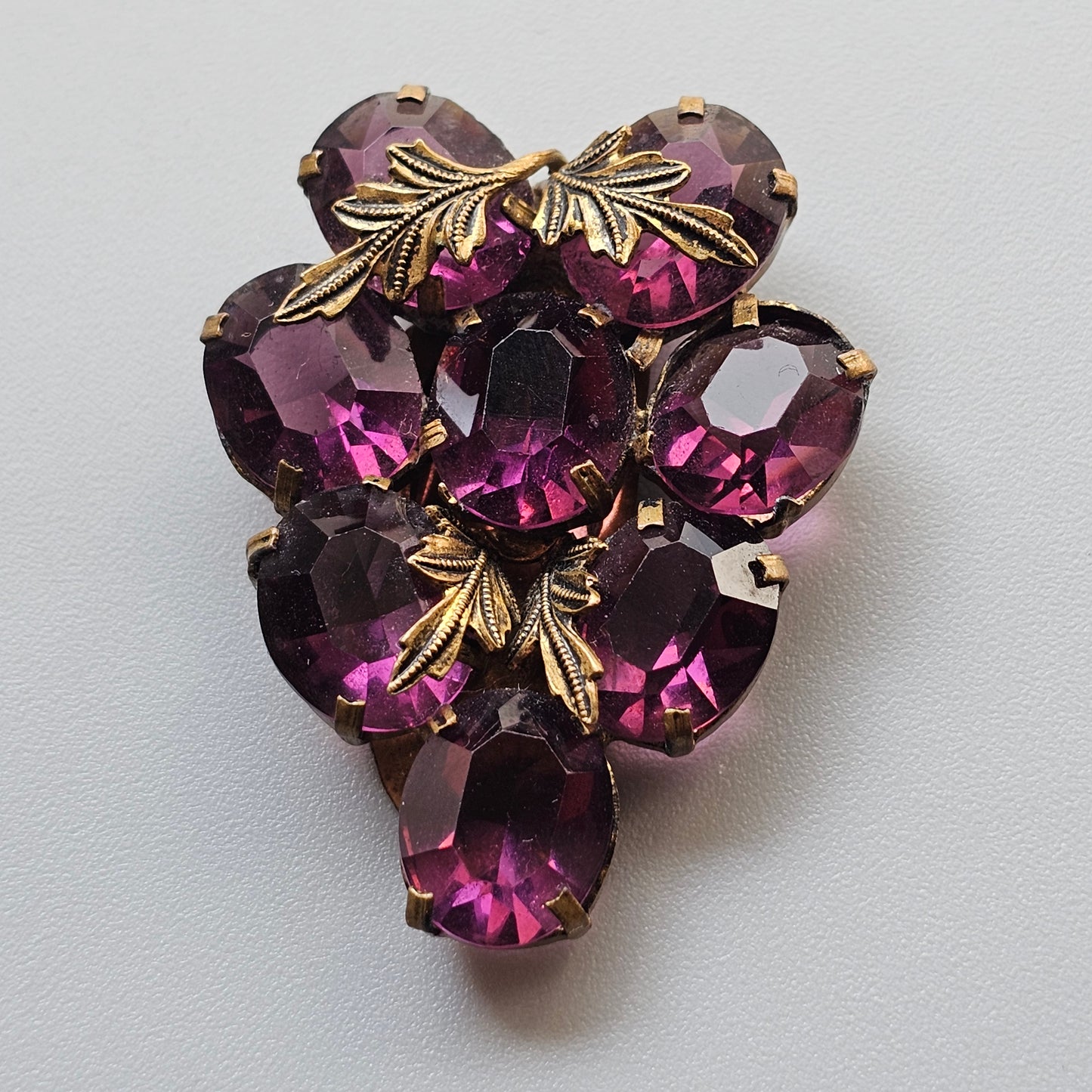 Vintage Czech Purple Glass Art Deco Style Dress Clip