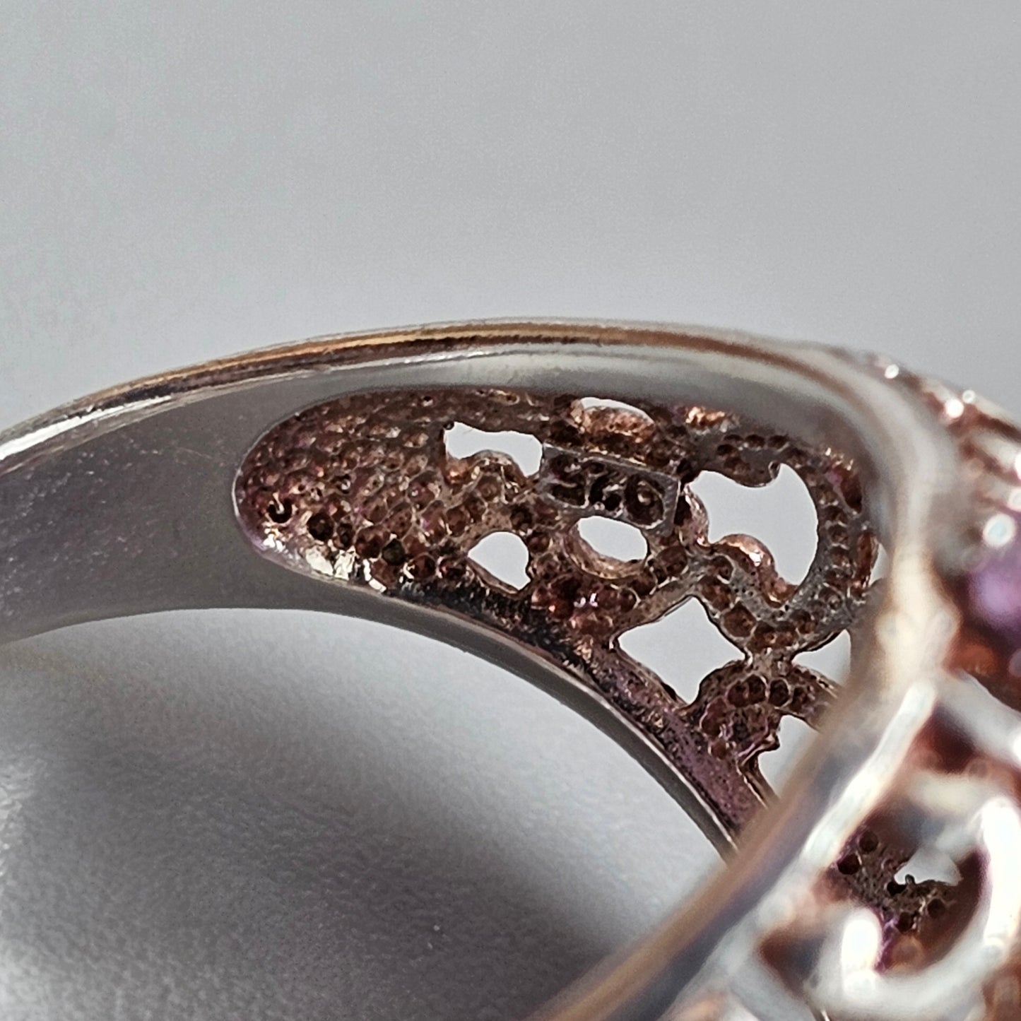 Sterling Silver Amethyst Cabochon Filigree Style Ring