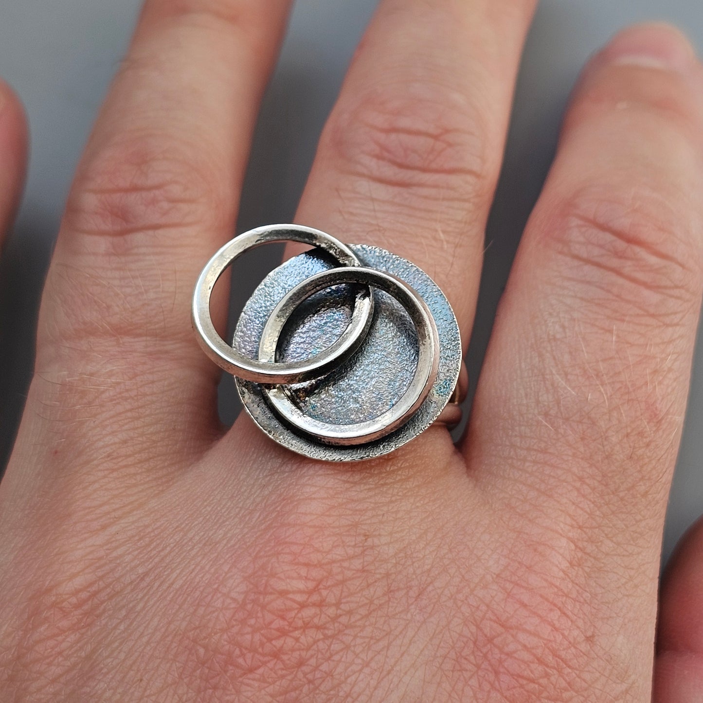 Sterling Silver Abstract Circle Statement Ring