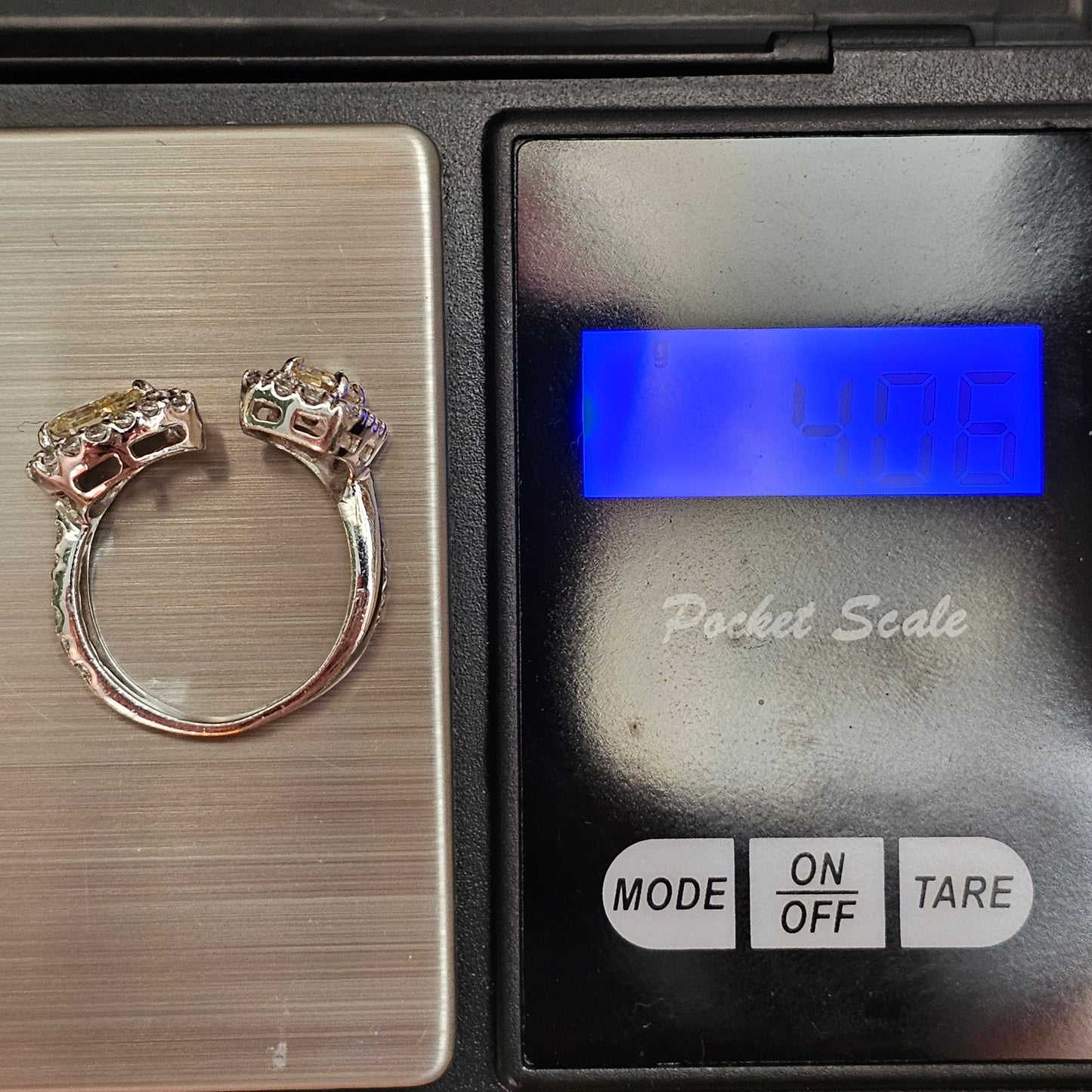 Sterling Silver Pale Yellow Cubic Zirconia Open Ring