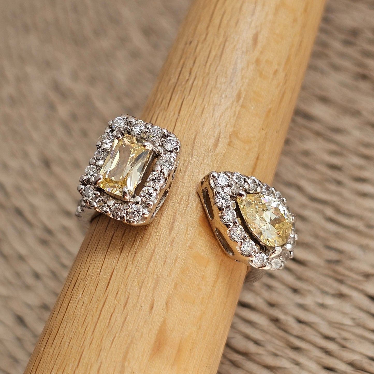 Sterling Silver Pale Yellow Cubic Zirconia Open Ring
