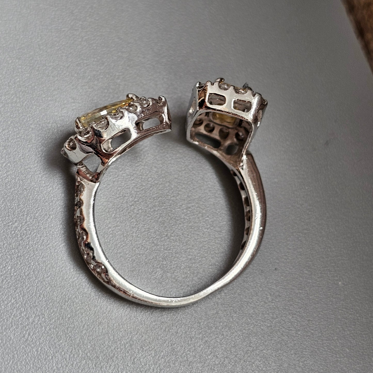 Sterling Silver Pale Yellow Cubic Zirconia Open Ring
