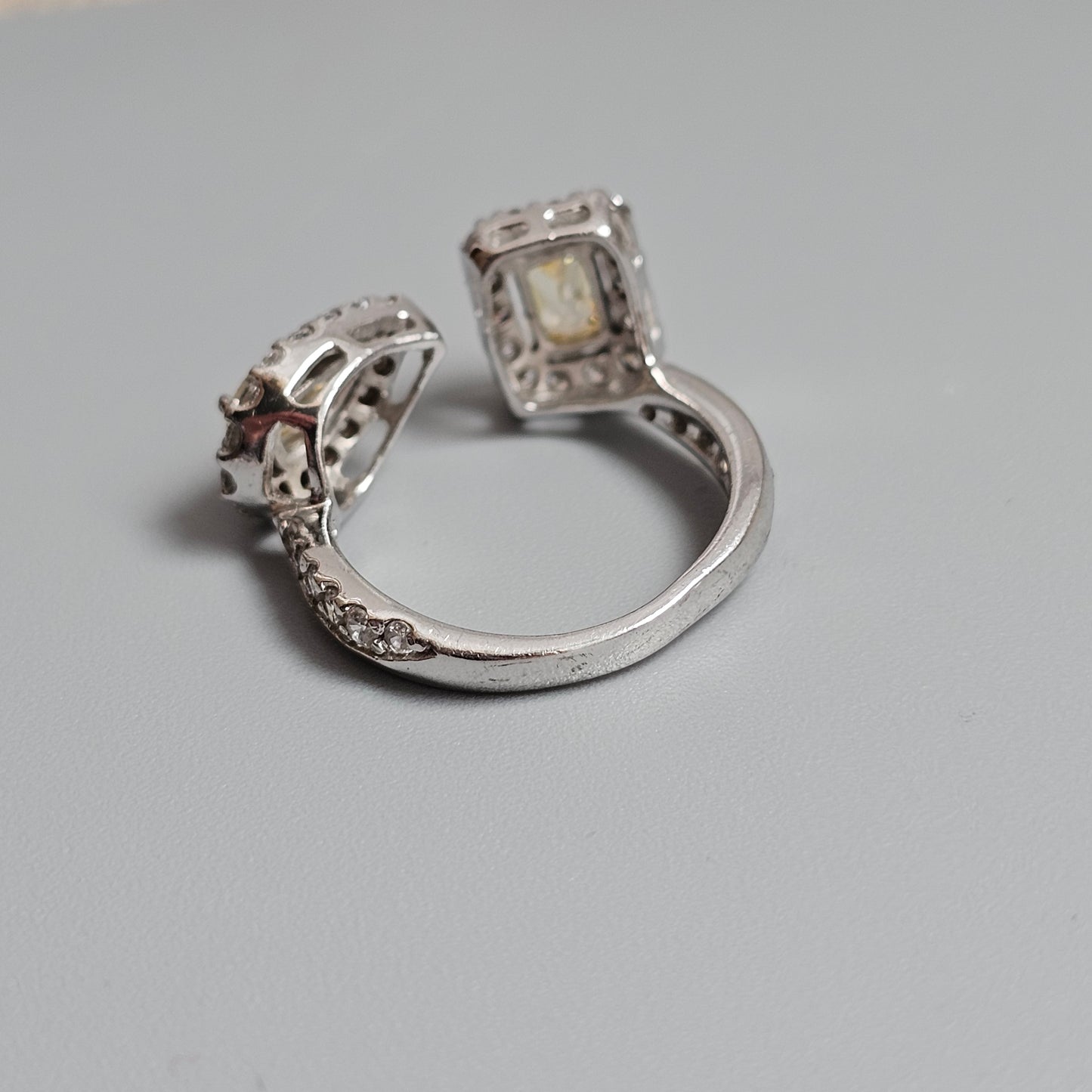 Sterling Silver Pale Yellow Cubic Zirconia Open Ring
