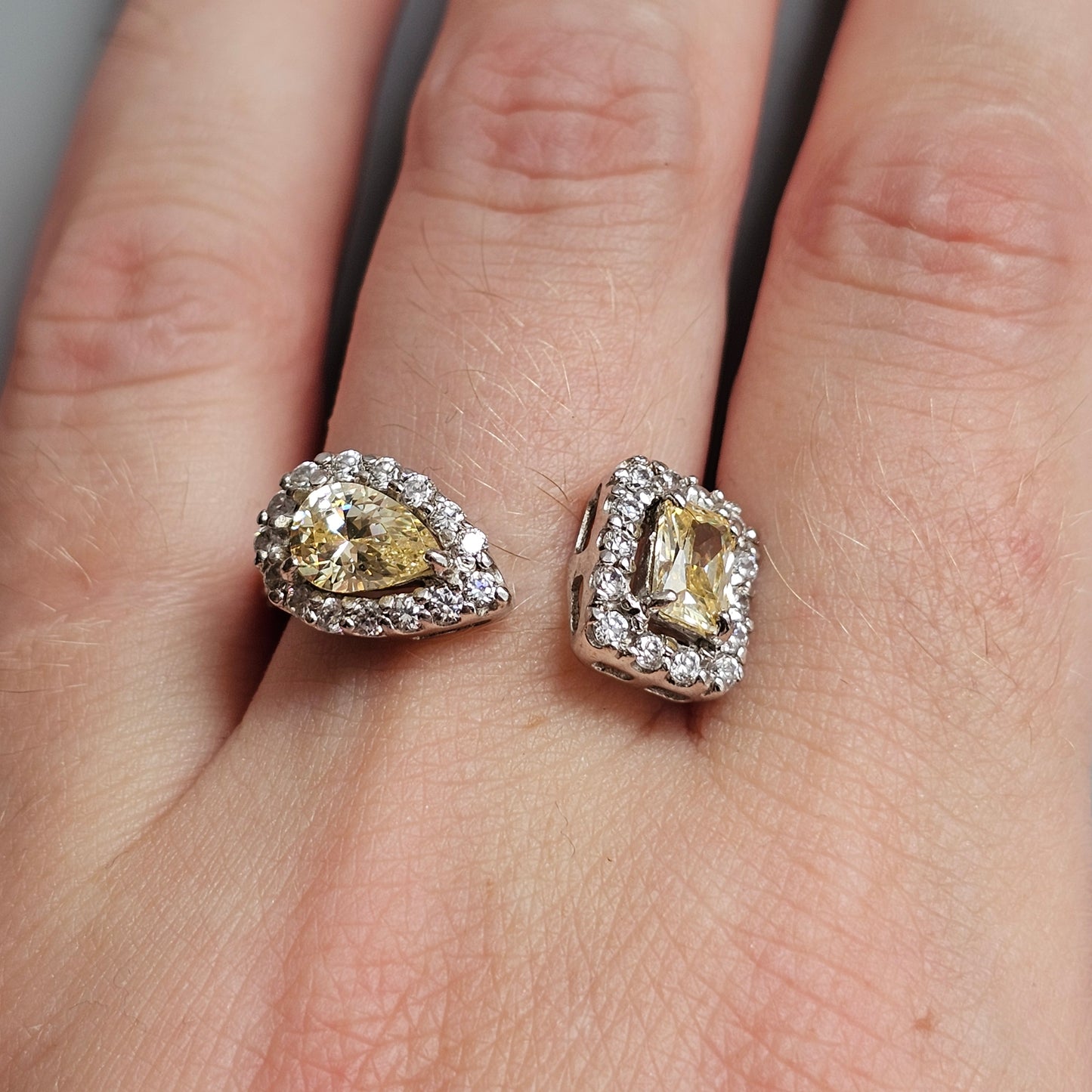 Sterling Silver Pale Yellow Cubic Zirconia Open Ring