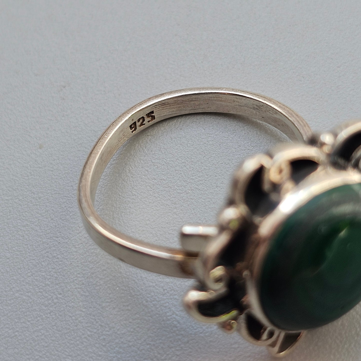Sterling Silver Malachite Adjustable Statement Ring
