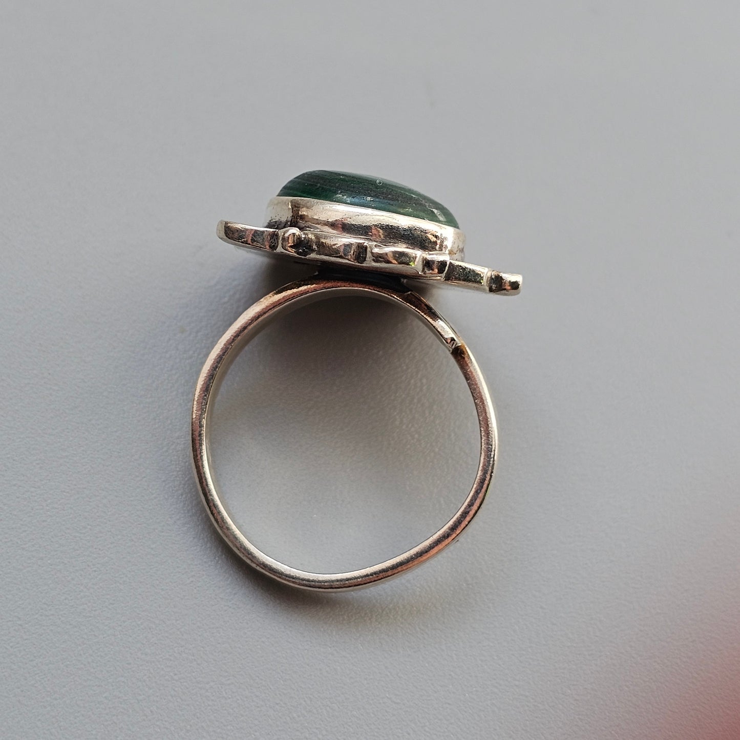 Sterling Silver Malachite Adjustable Statement Ring