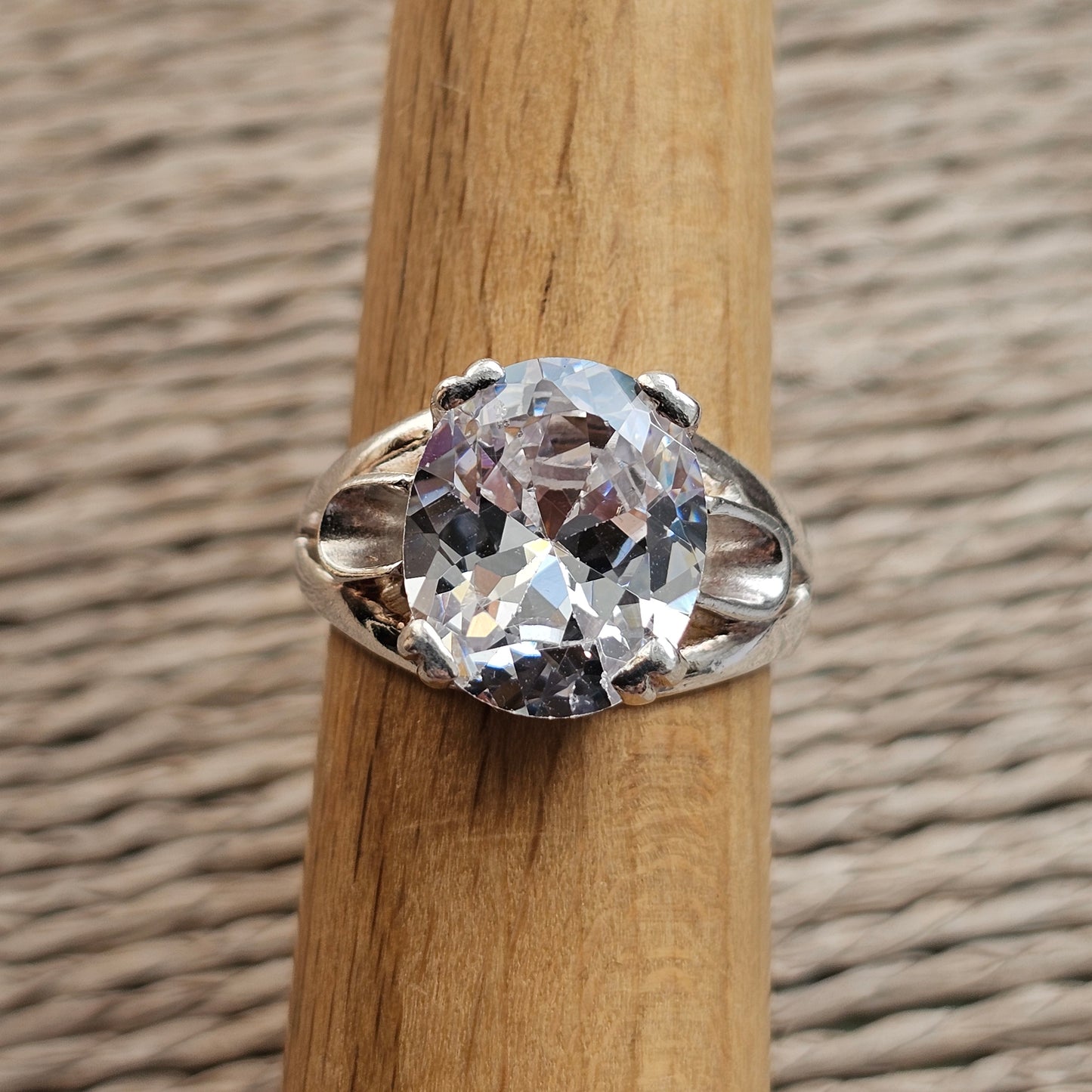 Sterling Silver Cubic Zirconia Solitaire Statement Ring