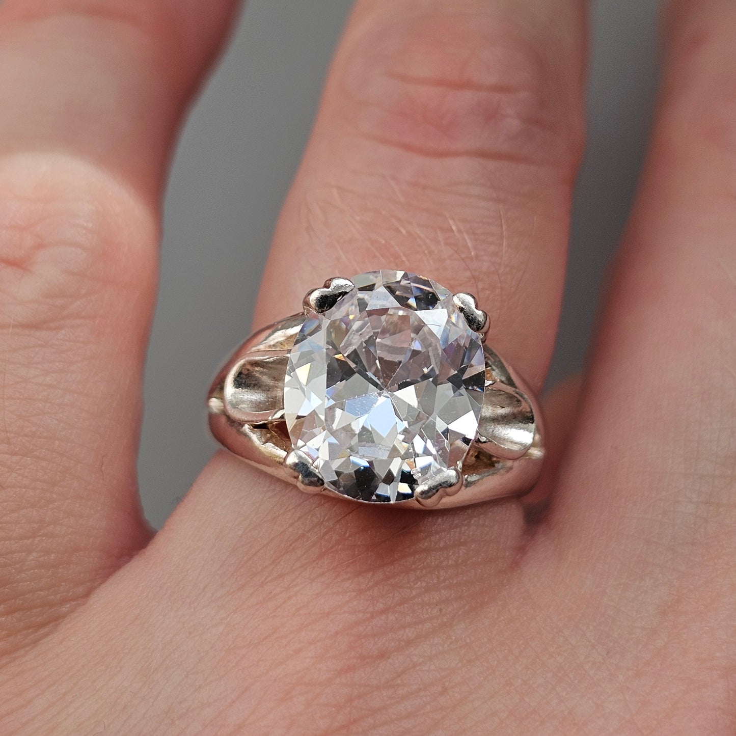 Sterling Silver Cubic Zirconia Solitaire Statement Ring