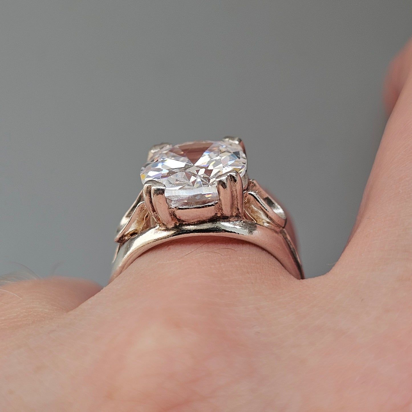 Sterling Silver Cubic Zirconia Solitaire Statement Ring