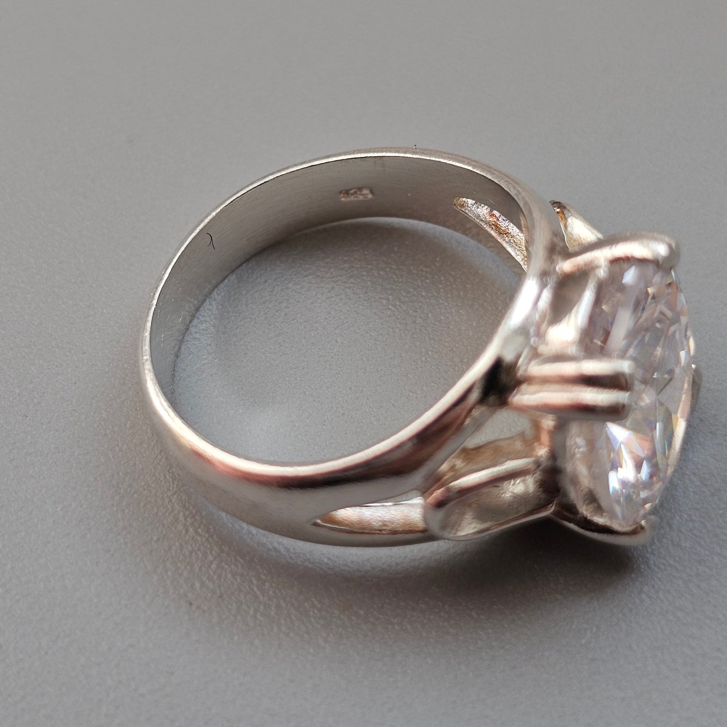 Sterling Silver Cubic Zirconia Solitaire Statement Ring