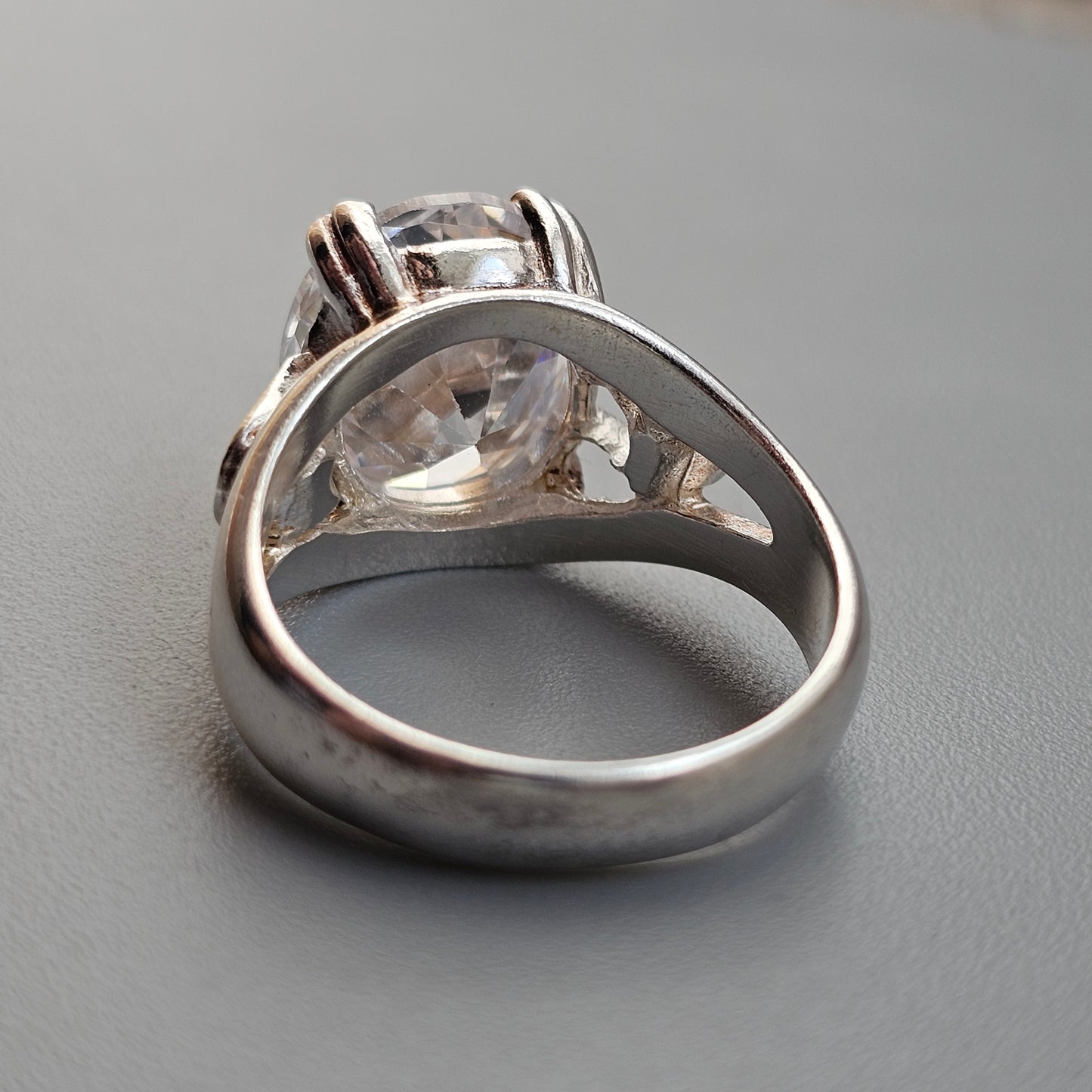 Sterling Silver Cubic Zirconia Solitaire Statement Ring