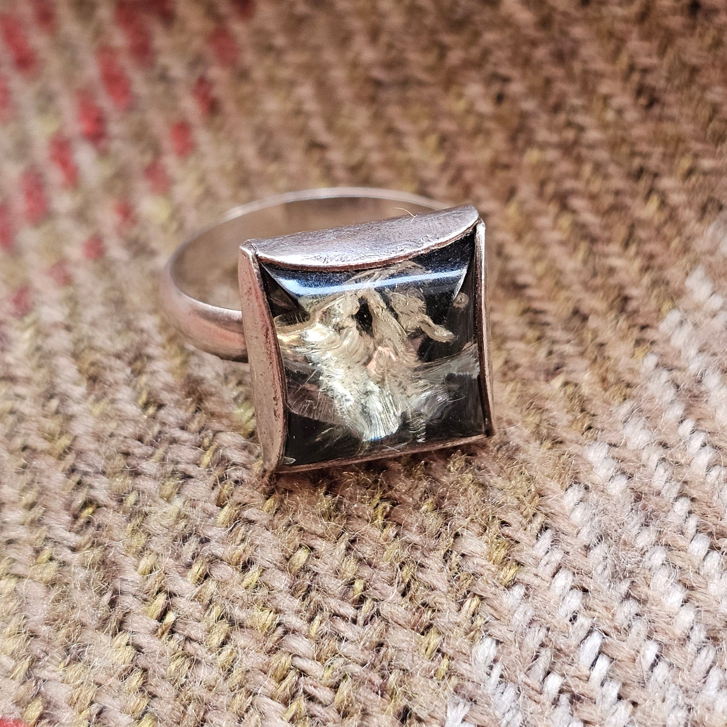 Vintage Czech Sterling Silver Resin Cabochon Ring