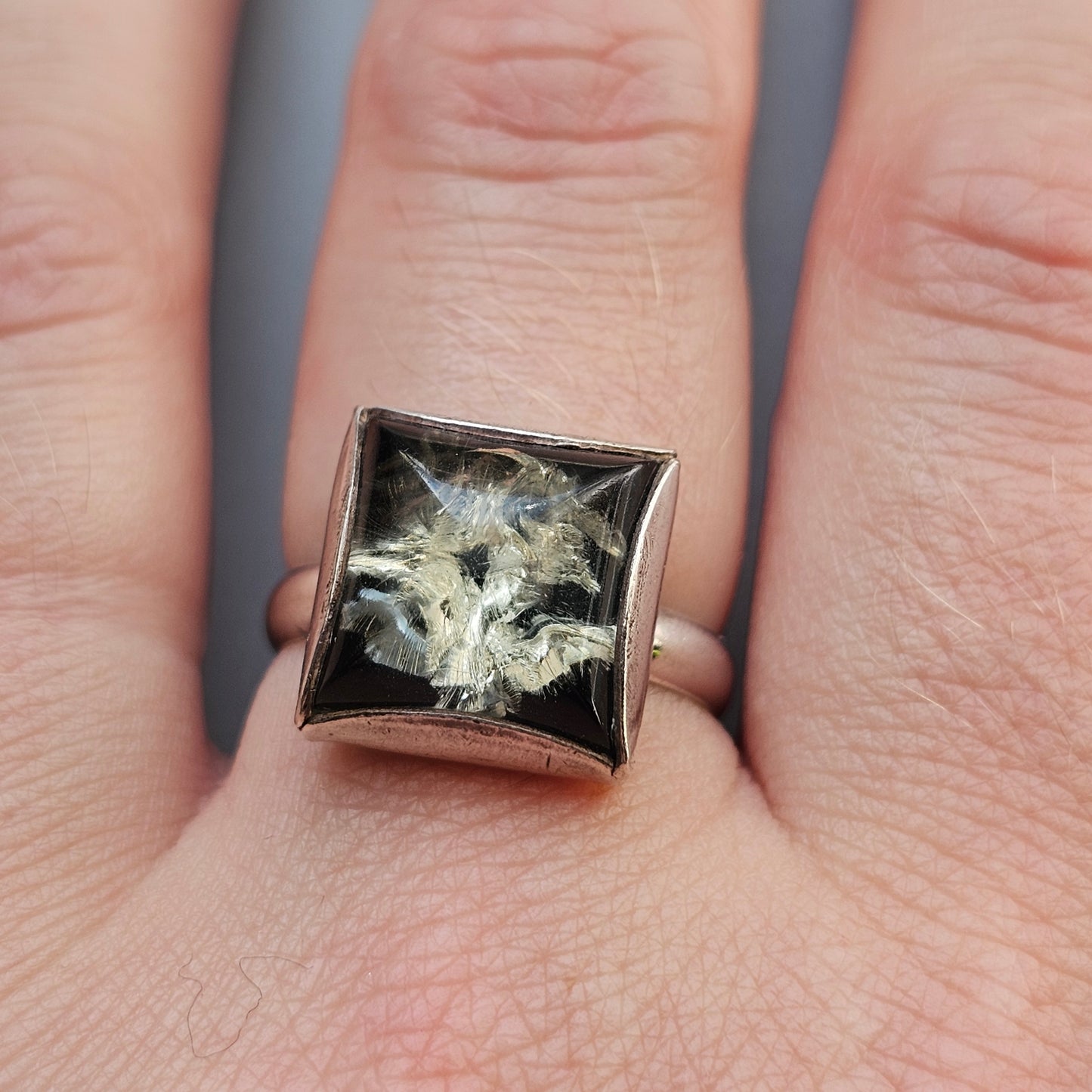 Vintage Czech Sterling Silver Resin Cabochon Ring