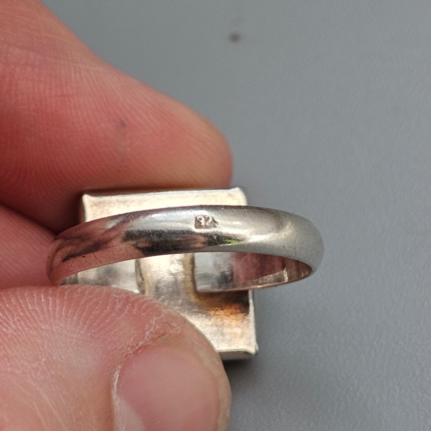 Vintage Czech Sterling Silver Resin Cabochon Ring