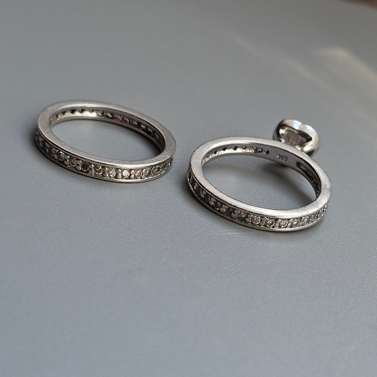 Sterling Silver Heart Wedding Engagement Ring Set