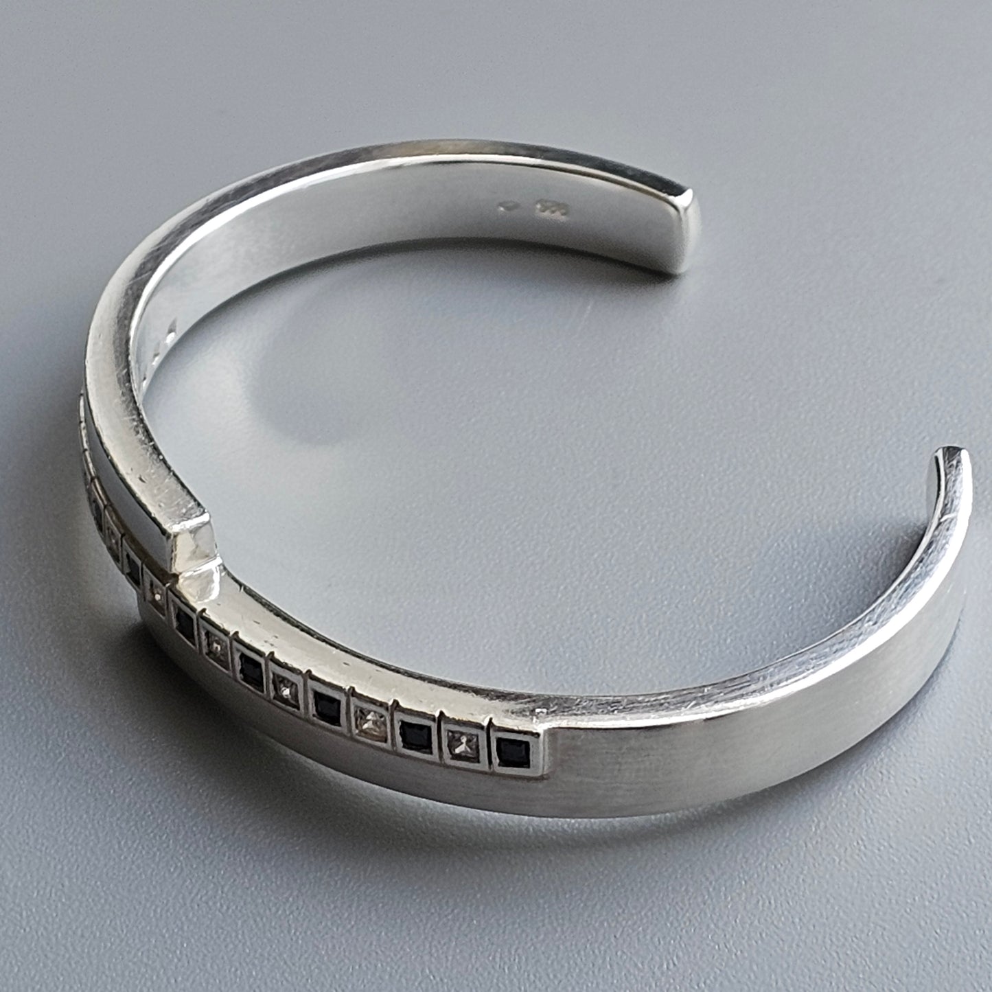 Vintage Heavy Esprit Sterling Silver & Cubic Zirconia Torque Bangle
