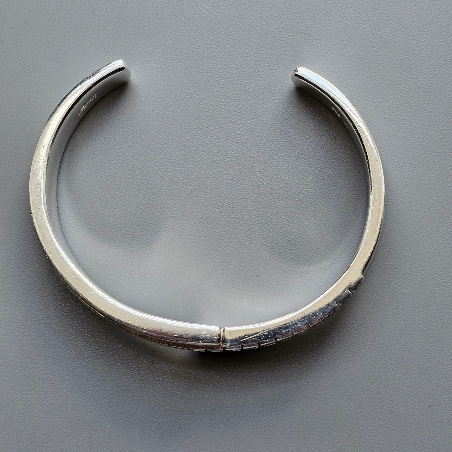 Vintage Heavy Esprit Sterling Silver & Cubic Zirconia Torque Bangle
