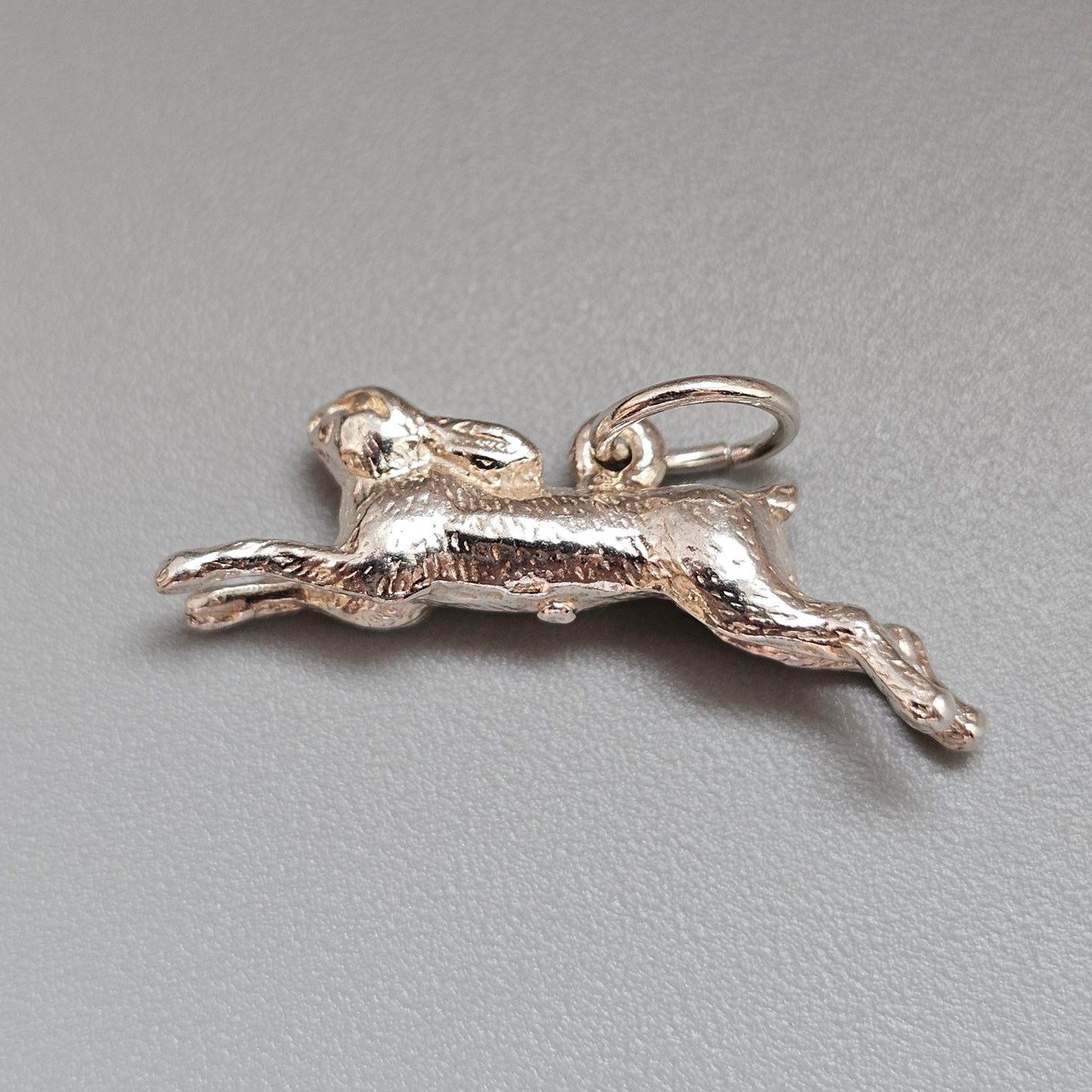 Vintage Sterling Silver Running Hare Charm